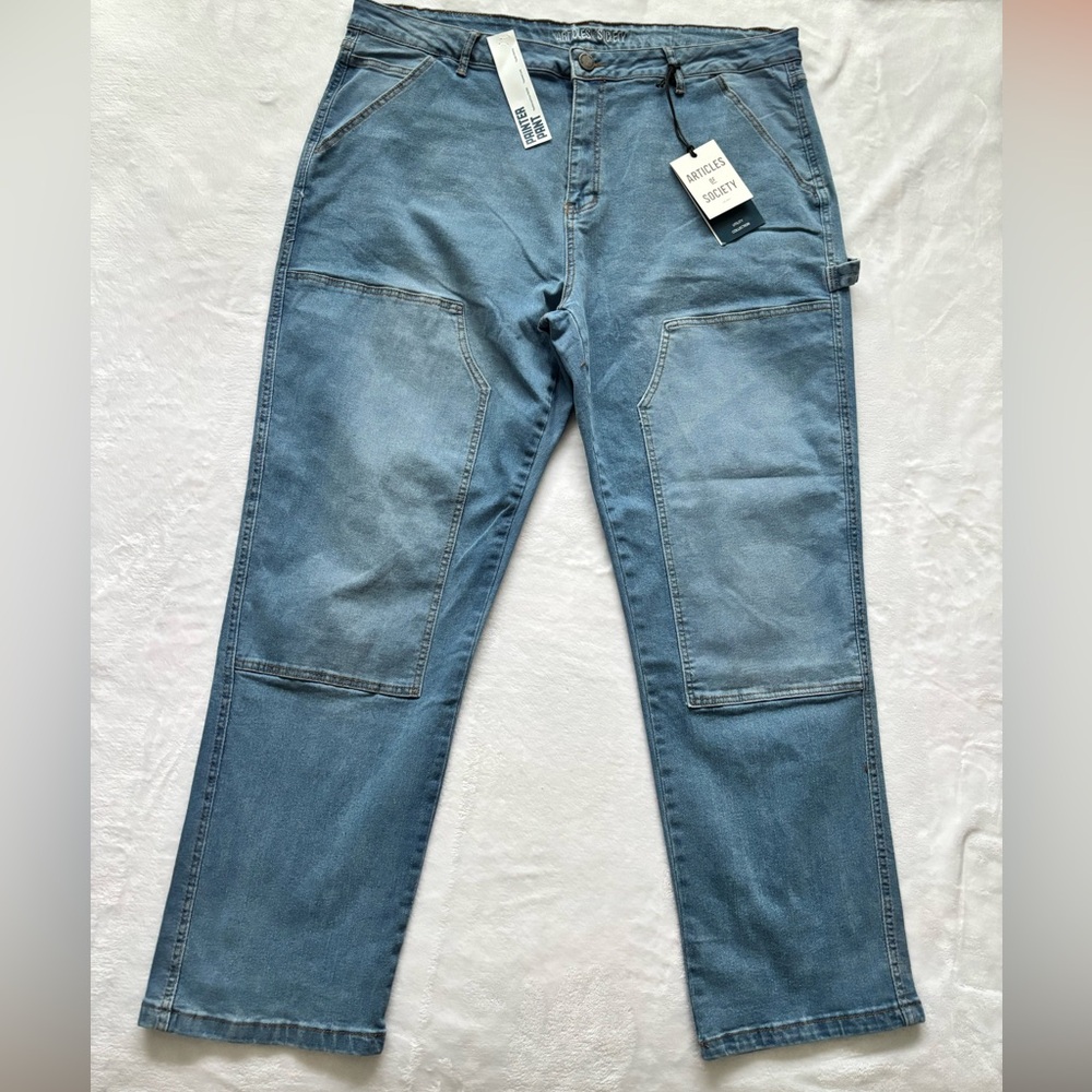 ARTICLES OF SOCIETY Men's Painter Denim Jeans with Knee Patches--NWT--38x32